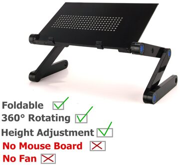 Verstelbare Laptop Stand Houder 360 ° Roterende Suporte Notebook Ergonomische Draagbare Laptop Stand Voor Bed Bureau Vloer Lapdesk zwart