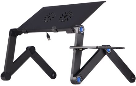 Verstelbare Laptop Vouwen Bureau Tafel Lade Bed Muis Houder Met Fans Voor Thuis L5 zwart 2