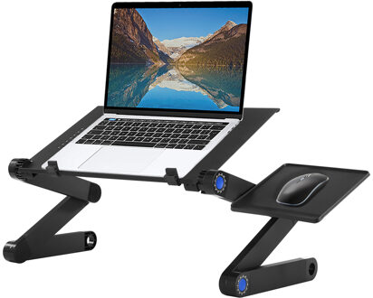Verstelbare laptoptafel - Laptopstandaard bed / bank - Met muishouder Zwart