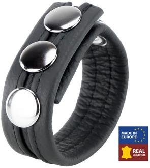 Verstelbare Leren Cockring - Zwart