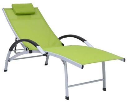 Verstelbare Ligstoel - Groen/Zilver - 67.5 x 180 x 46 cm - Draagvermogen 150 kg