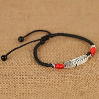 Verstelbare Lucky Voet Armband Voor Vrouwen Mannen Sieraden Handgemaakte Cool Simple Leaf Enkelbanden Geweven Verstelbare Touw rood zwart