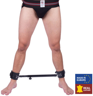 Verstelbare metalen spreidbalk met leren manchet - 35 tot 60 cm - Zwart