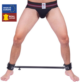 Verstelbare metalen spreidbalk met leren manchet - 65 tot 120 cm - Zwart