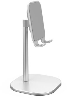 Verstelbare Mobiele Telefoon Desk Stand Houder Aluminium Desktop Draagbare Universele Tafel Houder Voor Iphone Ipad Huawei standaard- zilver