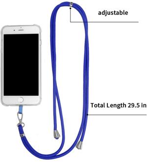Verstelbare Mobiele Telefoon Lanyard, Afneembare Neck Strap, Security Anker, Mobiele Telefoon Accessoires blauw