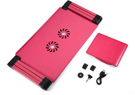 Verstelbare Opvouwbare Laptop Desk Table Stand Houder W/Cooling Dual Fan Muis Boad Monitor Houder Arm Soporte Monitor Rood