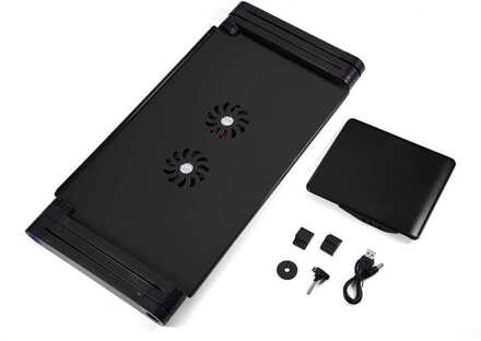 Verstelbare Opvouwbare Laptop Desk Table Stand Houder W/Cooling Dual Fan Muis Boad Monitor Houder Arm Soporte Monitor zwart