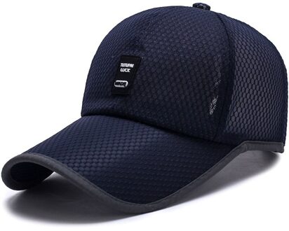 Verstelbare Outdoor Zon Hoeden Mesh Baseball Cap Casual Ademende Hoed Mannen Snapback Mannelijke Zomer Gorras Streetwear Trucker Cap Marineblauw