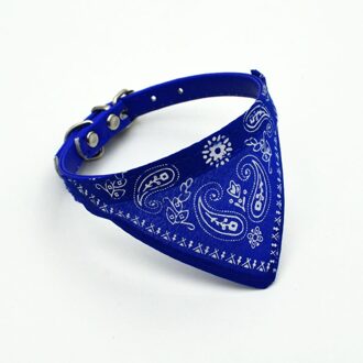 Verstelbare Pet Dog Puppy Cat Sjaal Bandana Kraag Halsdoek Voor Hond Kleine Honden Katten Speeksel Handdoek Pu Gedrukt Kraag blauw