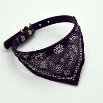 Verstelbare Pet Dog Puppy Cat Sjaal Bandana Kraag Halsdoek Voor Hond Kleine Honden Katten Speeksel Handdoek Pu Gedrukt Kraag paars