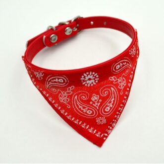 Verstelbare Pet Dog Puppy Cat Sjaal Bandana Kraag Halsdoek Voor Hond Kleine Honden Katten Speeksel Handdoek Pu Gedrukt Kraag rood