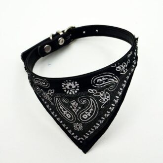 Verstelbare Pet Dog Puppy Cat Sjaal Bandana Kraag Halsdoek Voor Hond Kleine Honden Katten Speeksel Handdoek Pu Gedrukt Kraag zwart