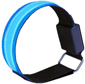 Verstelbare Polsband Knipperende Strips Reflecterende Led Armband Enkel Glow Armband Veiligheid Licht Voor Nacht Joggen Wandelen Fietsen blauw 1 stk