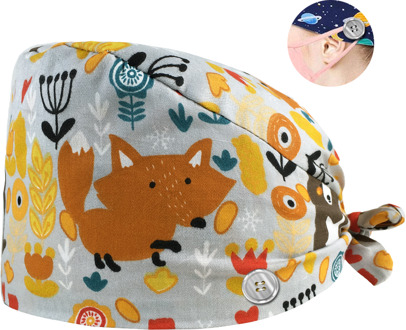 Verstelbare Print Scrub Hoed Stofdicht Cap Katoen Verpleegkundige Cap Bandage Mannen Vrouwen Chirurgische Hoed Cap Gorro Quirurgico 12150