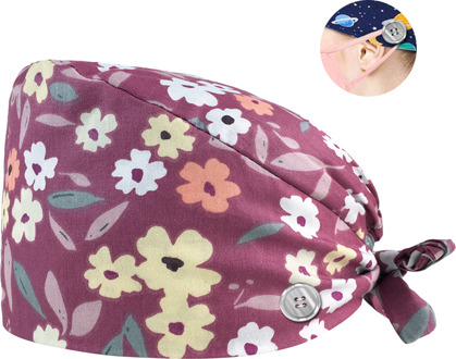 Verstelbare Print Scrub Hoed Stofdicht Cap Katoen Verpleegkundige Cap Bandage Mannen Vrouwen Chirurgische Hoed Cap Gorro Quirurgico 12171