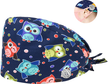 Verstelbare Print Scrub Hoed Stofdicht Cap Katoen Verpleegkundige Cap Bandage Mannen Vrouwen Chirurgische Hoed Cap Gorro Quirurgico 12186