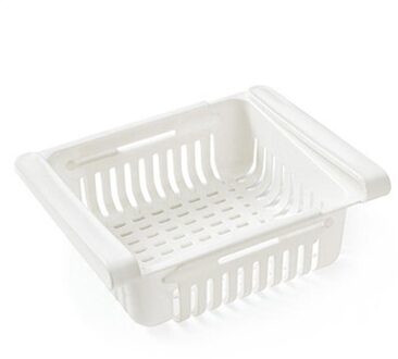 Verstelbare Rekbaar Keuken Koelkast Organisator Verse Spacer Laag Opbergrek Lade Mand Pull-Out Lades wit