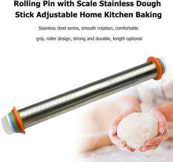 Verstelbare Rolling Pin Rvs Deeg Mat Deeg Roller Met Verwijderbare Dikte Ringen Gebak Pizza Pie Baking Tool 33cm