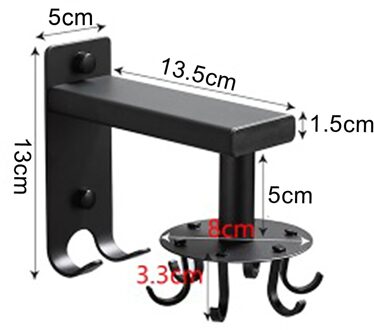 Verstelbare Roterende Haak Muur Gemonteerde Gebruiksvoorwerpen Hanger Ruimtebesparend Keuken Rek Muur Haken Voor Lepel Snijplank Handdoek pot Pan zwart