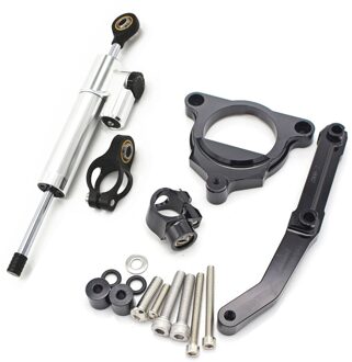 Verstelbare Steering Stabilisator Demper Montage Kit Beugel Voor Kawasaki Z800 13-16 14 15 Zilver