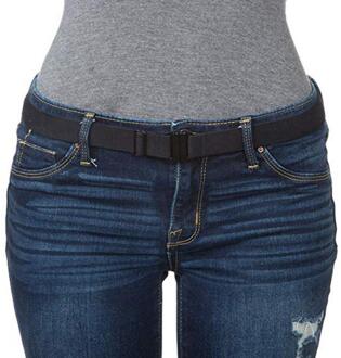 Verstelbare Stretch Taille Riem No Show Platte Gesp Antislip Eenvoudige Elastische Riemen Band Voor Vrouwen En Mannen Broek kleding Tailleband blauw