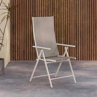 Verstelbare Tuinstoel 'Jonn' Textileen, kleur Beige