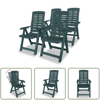 Verstelbare Tuinstoelen - Set van 4 - Groen - 60 x 61 x 108 cm - Kunststof