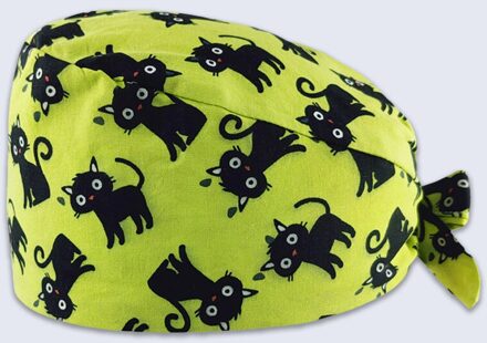Verstelbare Unisex Leuke Kat Print Rui Cap Schoonheidssalon Vrouwelijke Verpleegkundige Chirurgie Cap Chirurg Cap Tandarts Chirurgie Cap Z--044