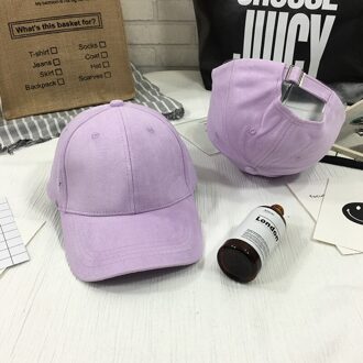 Verstelbare Unisex Suède Baseball Cap Gebogen Rand Hoed Effen Kleur Outdoor Sport Hoed Vier Seizoenen Winter Hoed Cap paars 1stk