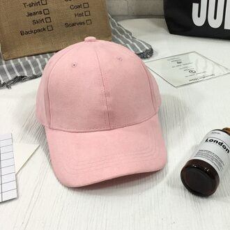 Verstelbare Unisex Suède Baseball Cap Gebogen Rand Hoed Effen Kleur Outdoor Sport Hoed Vier Seizoenen Winter Hoed Cap roze 1stk