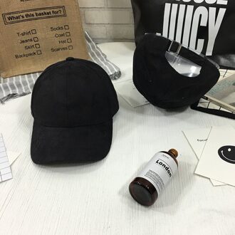 Verstelbare Unisex Suède Baseball Cap Gebogen Rand Hoed Effen Kleur Outdoor Sport Hoed Vier Seizoenen Winter Hoed Cap zwart 1stk