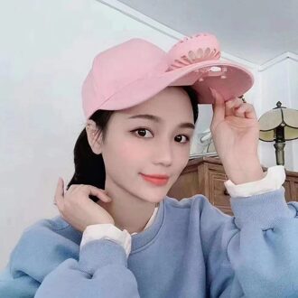 Verstelbare Unisex Usb Opladen Zon Baseball Golf Hoed Opslag Riem Schakelaar Fan Cap Snoep Kleur Dame Baseball Cap Шляпа Женска #3 roze
