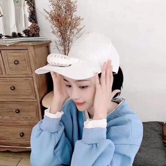 Verstelbare Unisex Usb Opladen Zon Baseball Golf Hoed Opslag Riem Schakelaar Fan Cap Snoep Kleur Dame Baseball Cap Шляпа Женска #3 wit