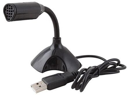 Verstelbare Usb Laptop Microfoon Mini Studio Speech Microfoon Stand Mic Met Houder Voor Multimedia Desktop Pc zwart