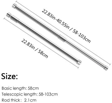 Verstelbare Veerspanning Staaf Rail Rvs Intrekbare Douche Gordijnen Garderobe Vaste Opknoping Staaf Voor Kleding Handdoeken M