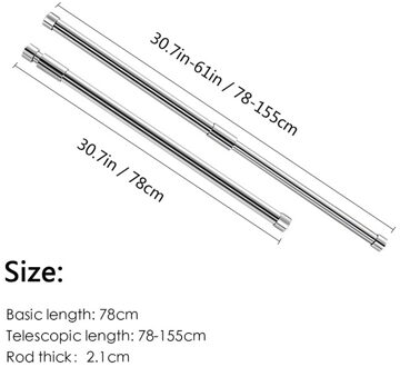 Verstelbare Veerspanning Staaf Rail Rvs Intrekbare Douche Gordijnen Garderobe Vaste Opknoping Staaf Voor Kleding Handdoeken