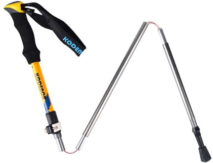 Verstelbare Wandelen Wandelen Polen Veiligheid Multifunctionele Tool Ultralight 5 Secties Draagbare Wandelen Polen Wandelen Apparatuur geel