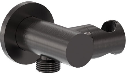 Verstelbare Wandsteun + Geint. Uitlaat MAY Geborsteld Carbon Black Pvd Zwart