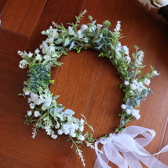 Verstelbare Wit Kleur Ronde Gypsophila Met Bell Orchidee Krans Gazon Bruiloft Guirlande Haar Sieraden Bruids Tiara