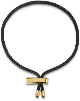 Verstelbare Zwarte Koordarmband met Gouden Slot Nialaya , Black , Heren - ONE Size