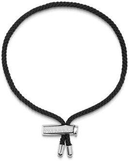 Verstelbare Zwarte Koordarmband met Zilveren Slot Nialaya , Multicolor , Heren - ONE Size