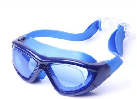 Verstelbare Zwembril Professionele Zwemmen Zwembad Bril Waterdichte Siliconen Optische Galvaniseren Swim Eyewear Voor Kinderen Volwassen doorzichtig lens blauw