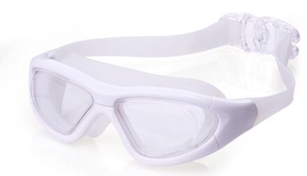 Verstelbare Zwembril Professionele Zwemmen Zwembad Bril Waterdichte Siliconen Optische Galvaniseren Swim Eyewear Voor Kinderen Volwassen doorzichtig lens wit