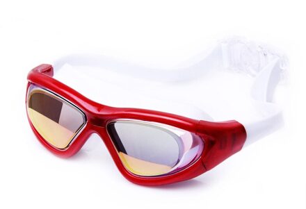 Verstelbare Zwembril Professionele Zwemmen Zwembad Bril Waterdichte Siliconen Optische Galvaniseren Swim Eyewear Voor Kinderen Volwassen Electroplating rood