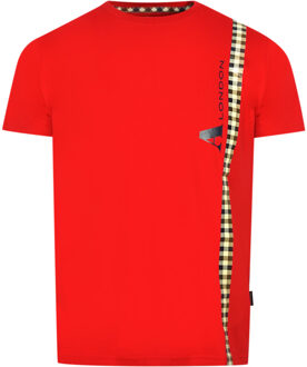 verticaal geruit logo rood T-shirt - maat M