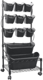 Verticaal plantenrek mobiel 44x32,5x97 cm 6020274 Zwart