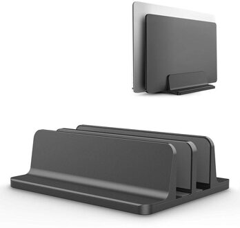 Verticale Laptop Stand Dubbele Desktop Stand Houder Met Verstelbare Dock (Tot 17.3 Inch) zwart