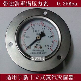 Verticale sterilisator manometer/0.25Mpa band edge/Xinfeng hoge druk stoomsterilisator fittings