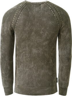 Vervaagde gebreide trui in vintage look - maat 2XL Kaki